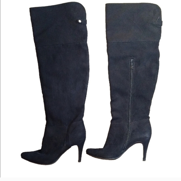 Custom Black Over the Knee Boots Sleek Suede Style - Picture 1 of 7